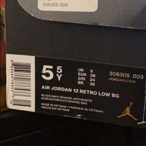 Air Jordan retro 12 low Bg size 5.5